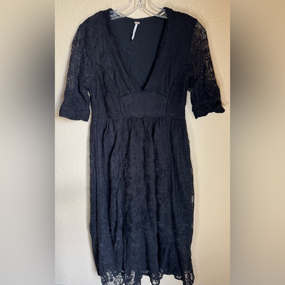 Women’s Free People Boho Laurel Lace V Neck Dress Size 6 - Picture 1 of 7
